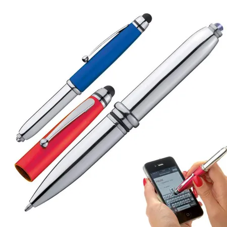 Macma Touchpen Kugelschreiber mit LED Licht & Touchscreenstift, 2 Stück je 1x blau + rot