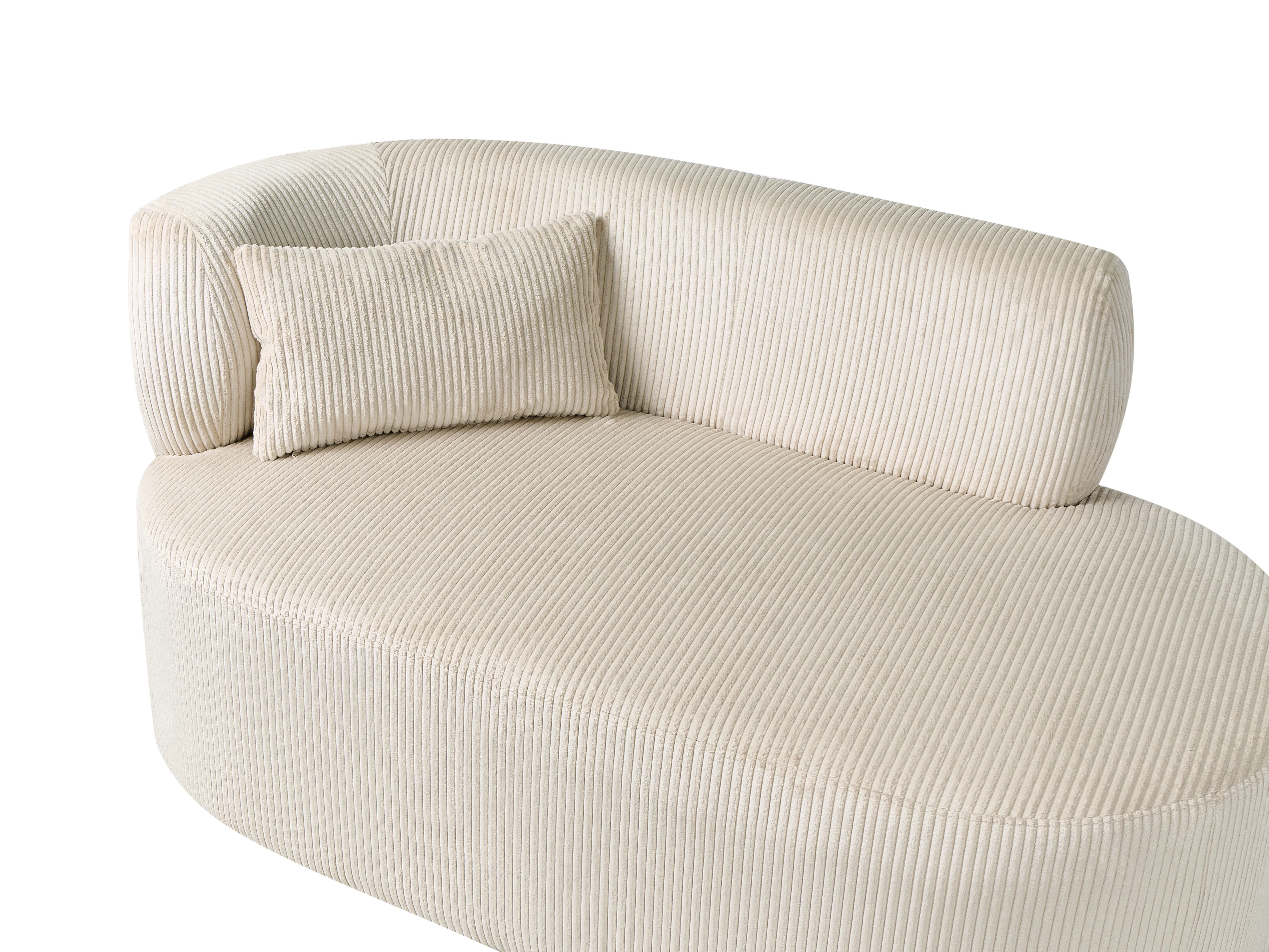 Linkszijdige chaise longue VANVEY Corduroy Lichtbeige