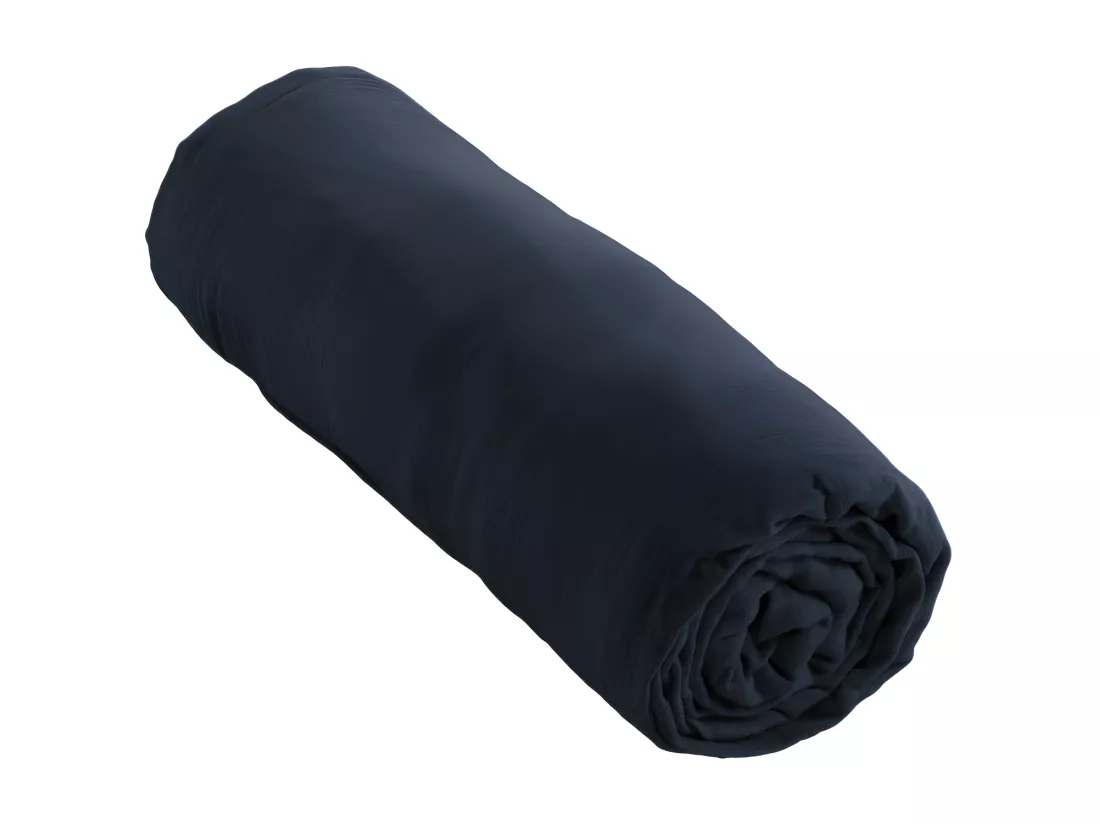 Drap plat 240 x 300 cm en double gaze de coton bleu nuit - PEPA