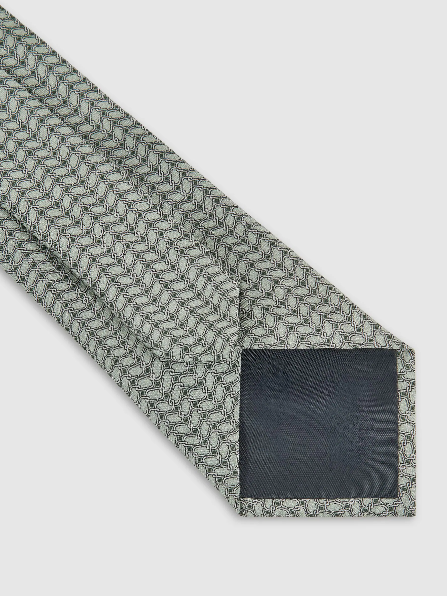 Salie - Reiss Bernardo Silk Geometric-Chain Print Tie