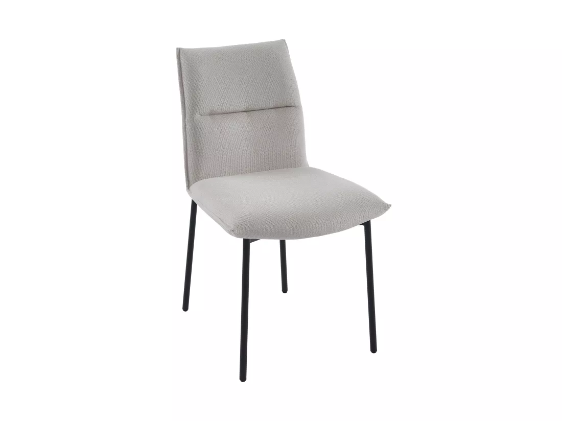 Lot de 2 chaises en tissu et métal noir - Crème - ETIVAL