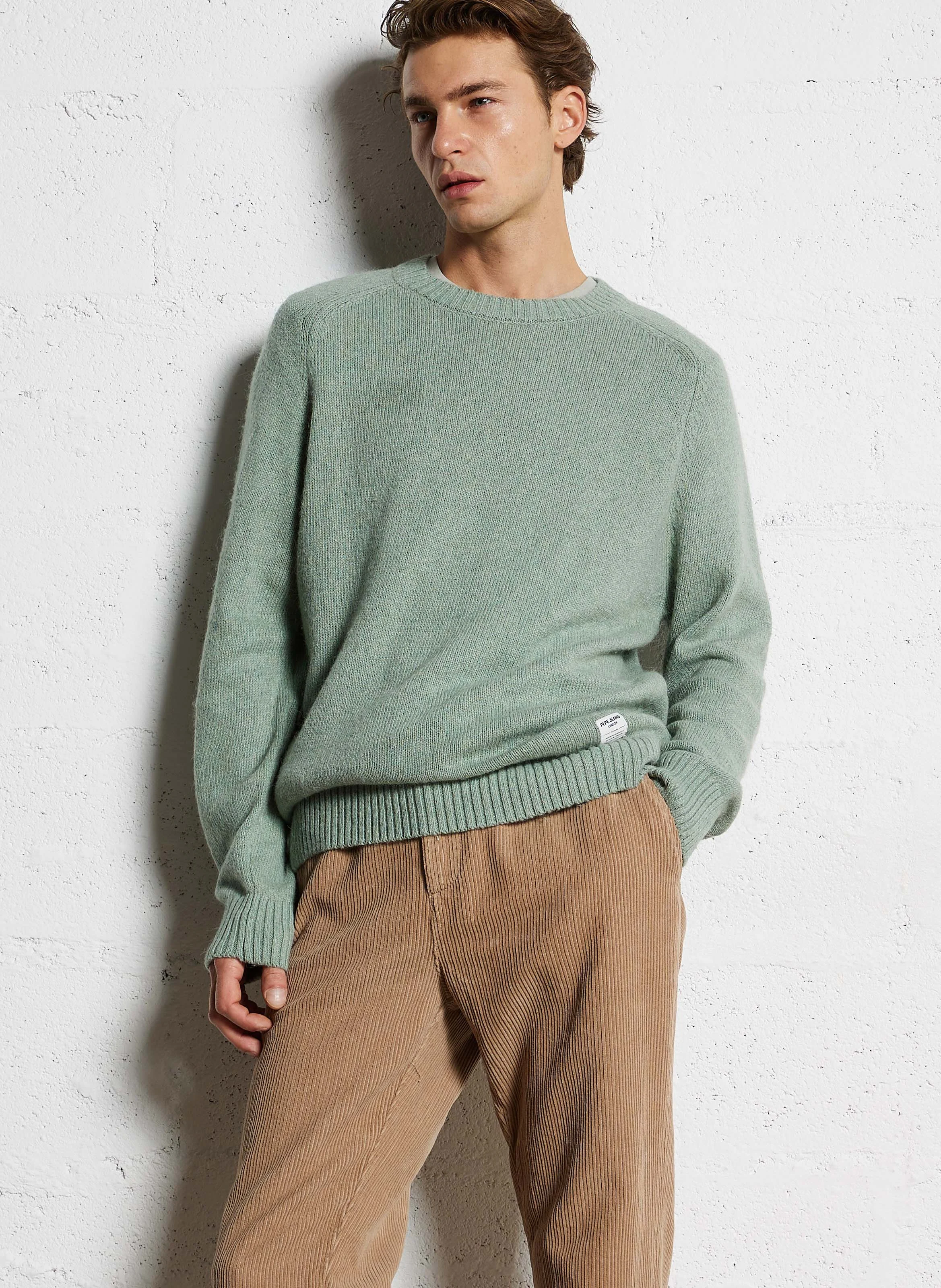 CRED - Pull col rond en coton mélangé | Vert