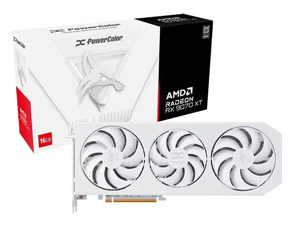PowerColor Hellhound Radeon RX 9070 XT - Grafikkort - Radeon RX 9070 XT - 16 GB GDDR6 - PCIe 5.0 x16 - HDMI, 3 x DisplayPort - spektralhvid