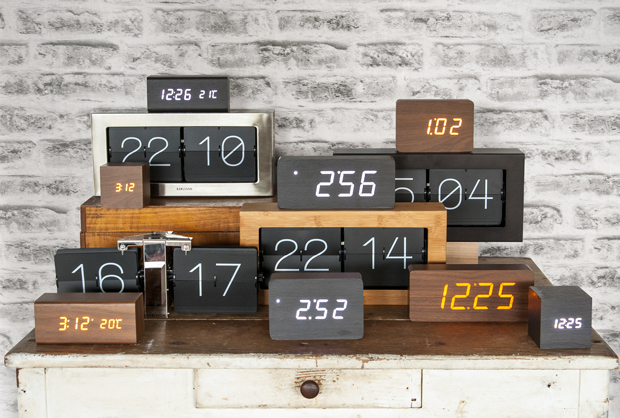 Alarm clock Block black veneer, white LED