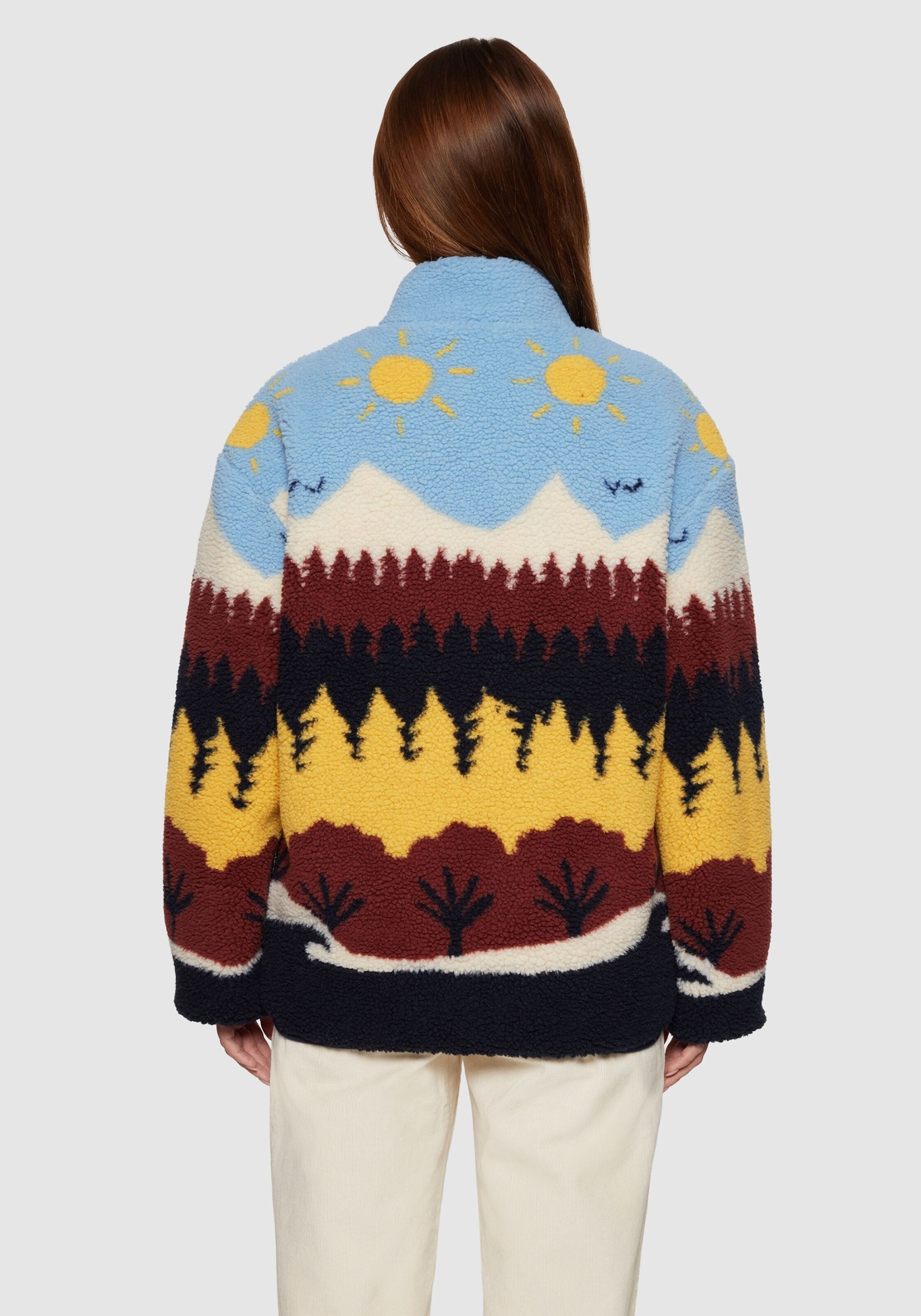 Knowledge Cotton Apparel Fleecejacke Loose Faroe Isle Teddy Multi Color AOP