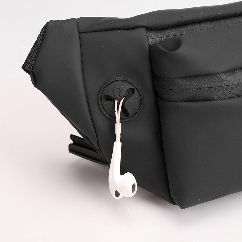 (33x15cm) Unisex Outdoor Schultertasche Wasserabweisende Crossbody Bag Bauchtasche - Schwarz
