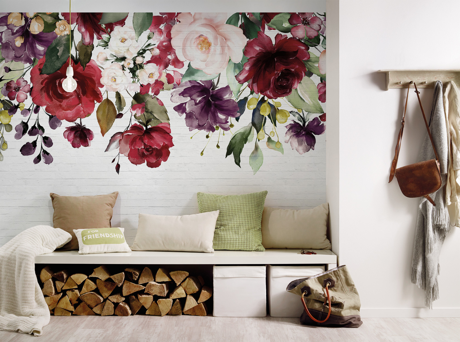 Fototapete DESIGNWALLS - bunt-weiß - Blumen - 2,55 Meter