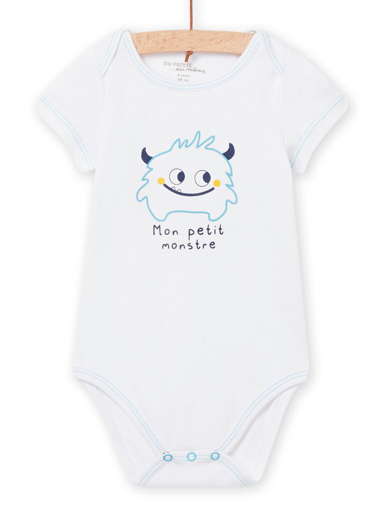 Body blanc motif monstre bébé garçon