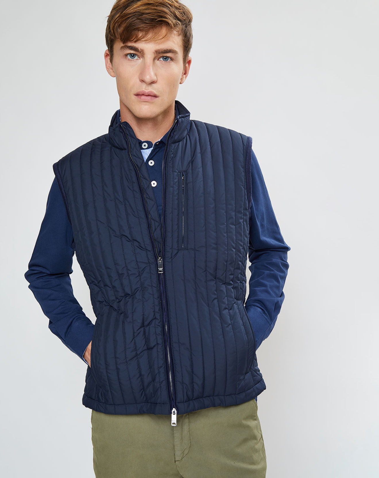 Hackett London Blouson sans manches dos maille bleu