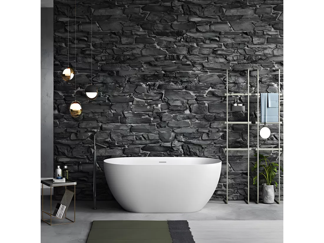 Baignoire îlot design ovale LISBON blanche 160 cm Brillant