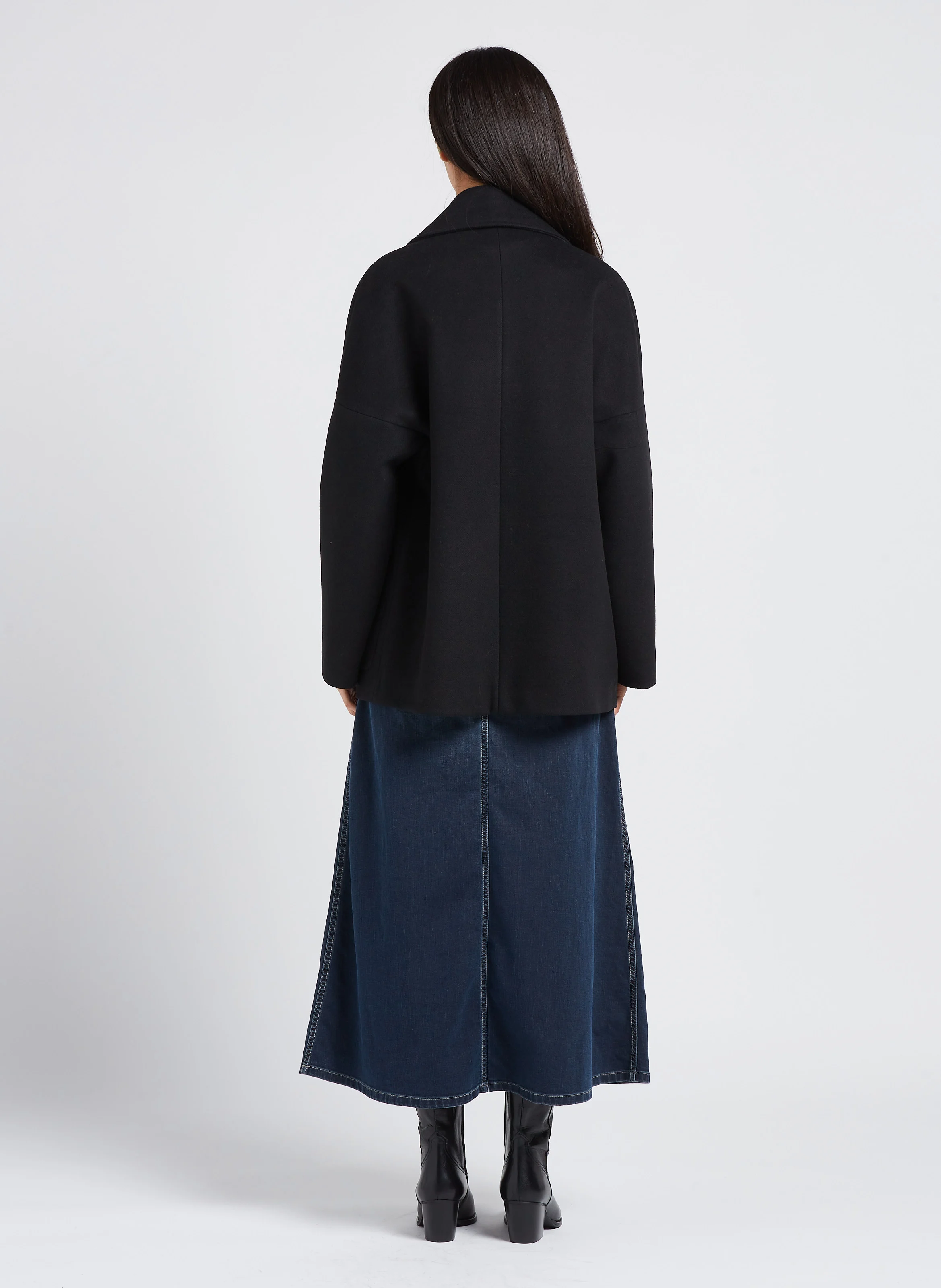 Manteau col tailleur | Noir