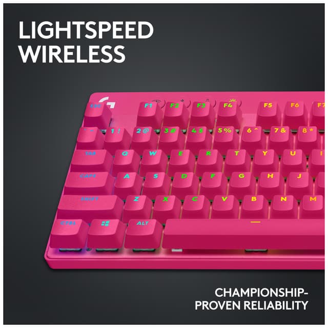 Logitech G PRO X TKL Lightspeed Tactile trådløst gamingtastatur (pink)