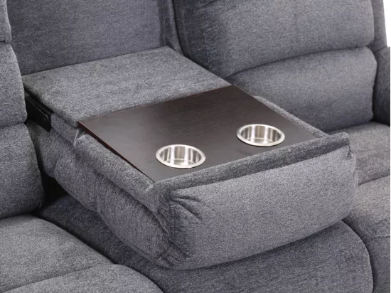 Canapé 3 places relax électrique avec tablette en tissu anthracite NEVERS