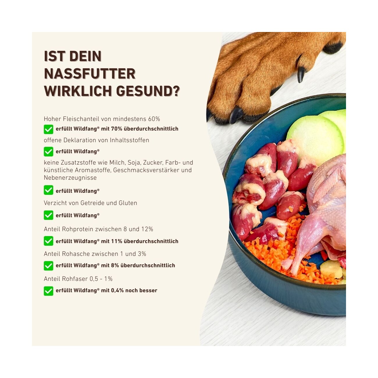 Wildfang Nassfutter Mix 6 x 400g - BARF Qualität