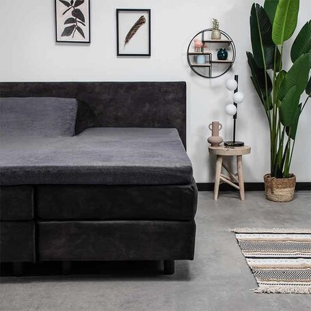 Hoeslaken Luxe Badstof - Splittopper - Antraciet