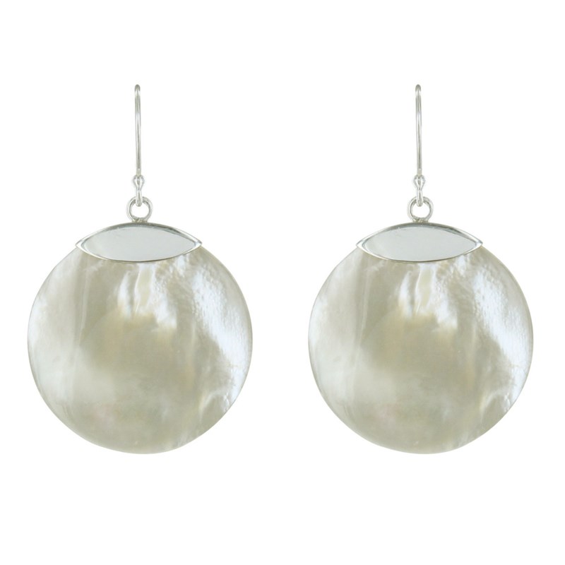Boucles d'Oreilles Argent Disque Nacre - Classics