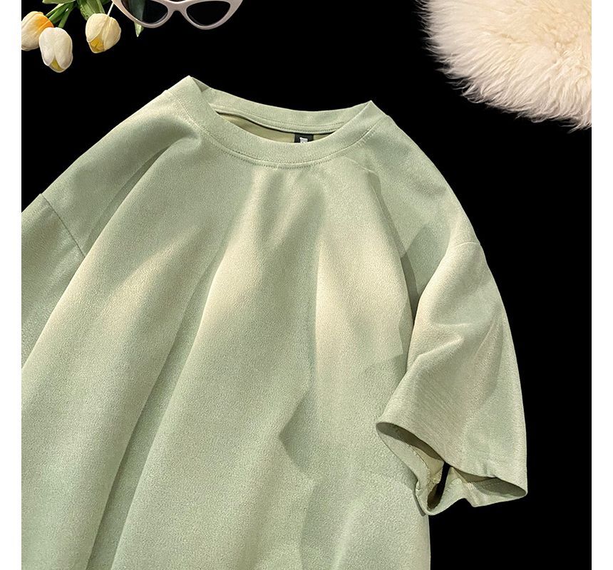 Whyessa - Effen oversized T-shirt met korte mouwen en ronde hals