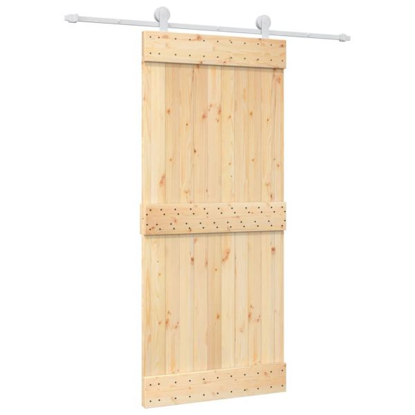 vidaXL Porta de Correr com Ferragens 90x210 cm Madeira de Pinho Maciça - 3172969171