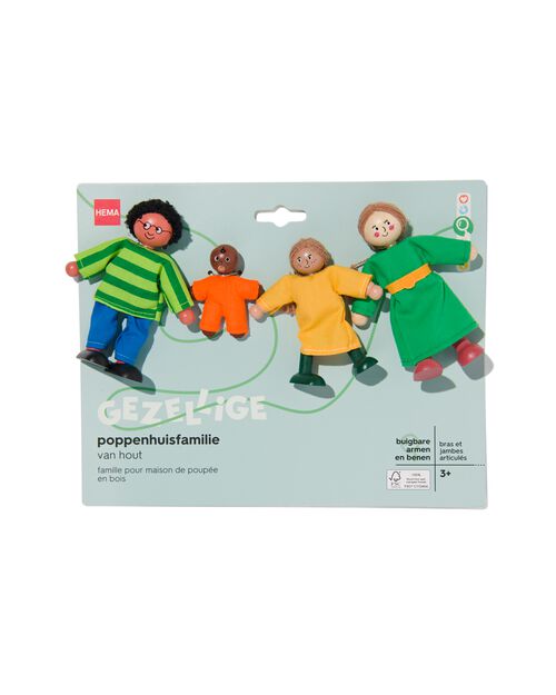 famille de 4 poupées en bois pour maison de poupées