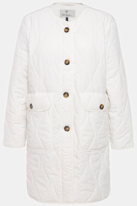 Steppjacke, warm wattiert, V-Ausschnitt, Wellenstepp