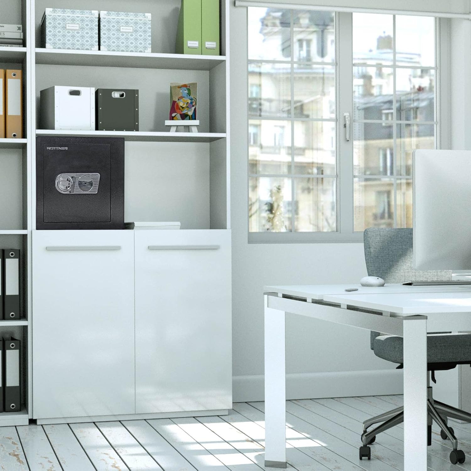 Profirst Sigma 45 Wertschutzschrank EN1 Doppelbartschloss 2 Schlüssel Tresor 1 Fachboden verstellbar Befestigungsmaterial