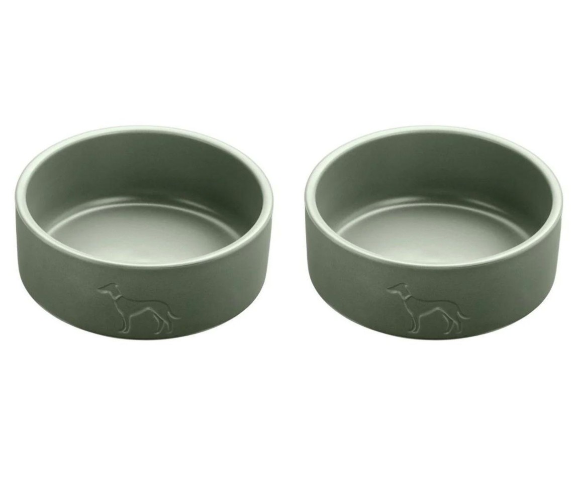 Hunter - 2 x Hundeskål Keramik Osby 350 ml, khaki
