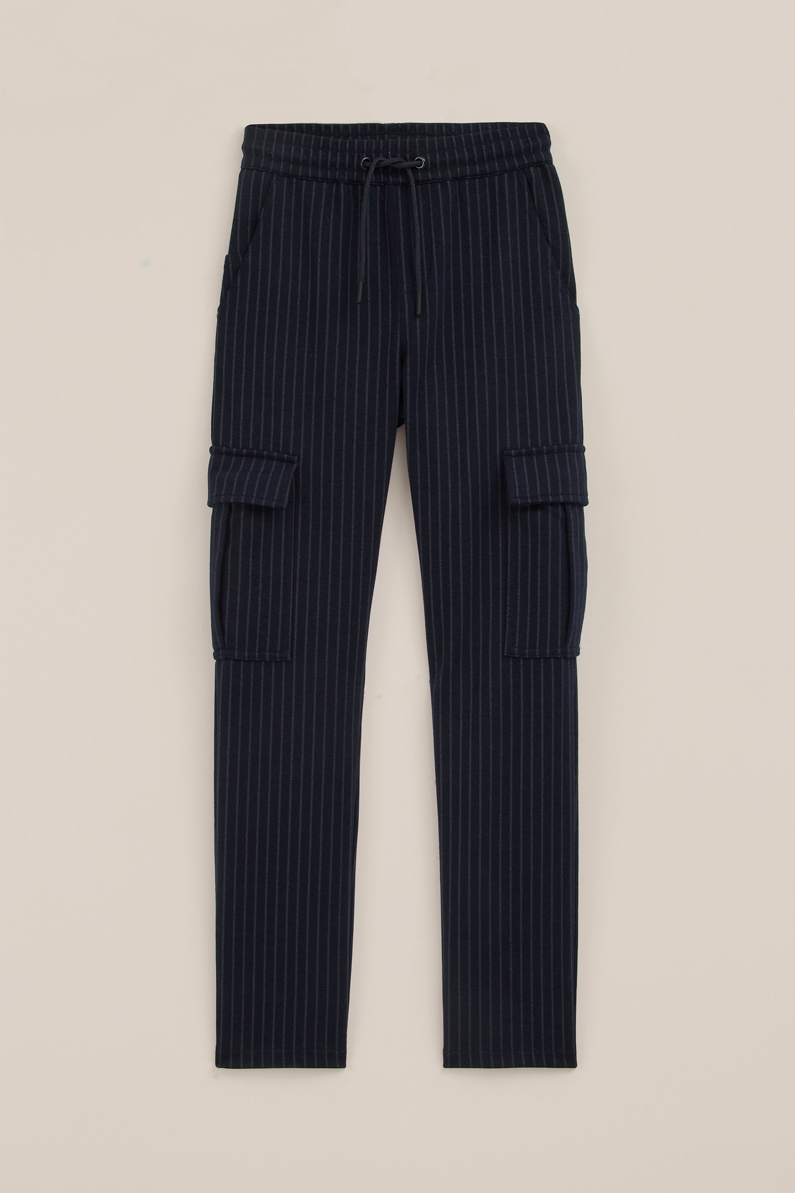Jongens cargobroek met streepdessin Blue Ridge Marineblauw
