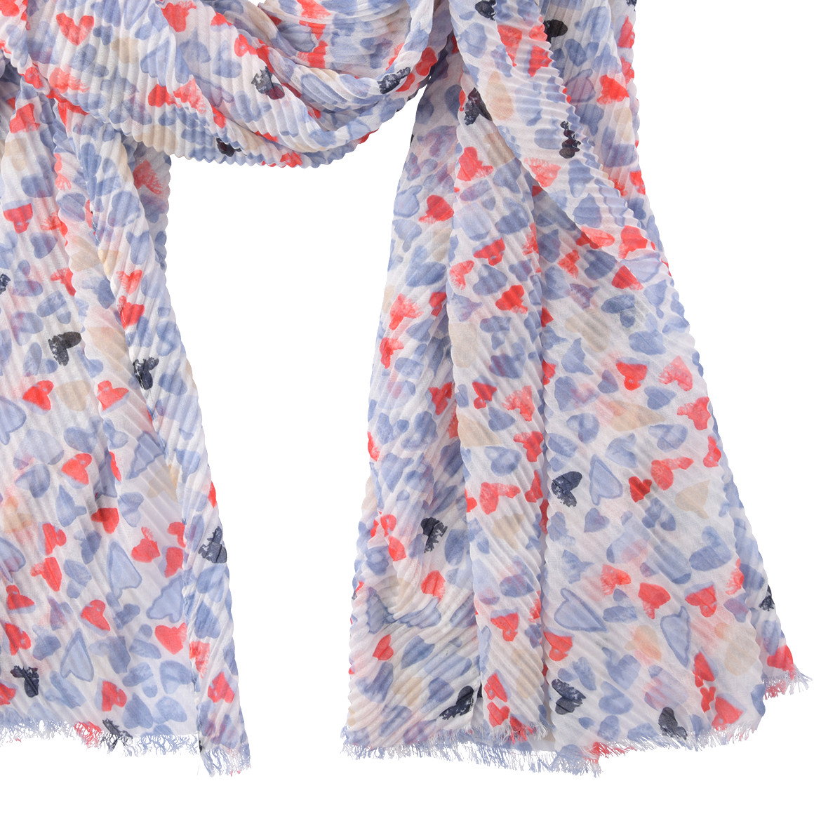 Gina Damen Tuch mit Herz-Allover blau / weiss / rot