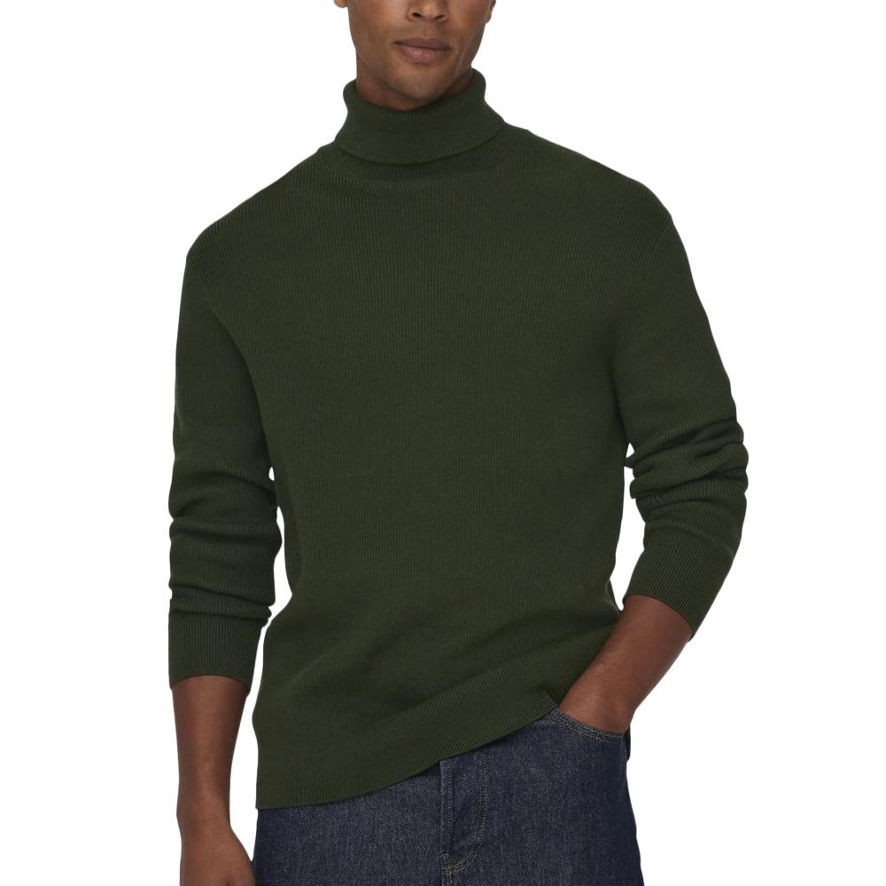 Only & Sons Pull Col Roulé Kaki Homme Only & Sons Phil Reg 12