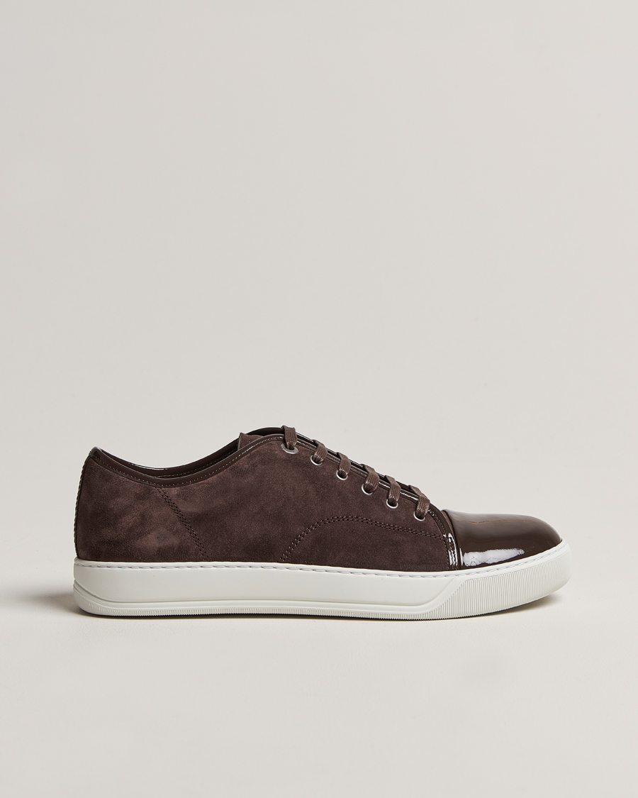 Lanvin Patent Cap Toe Sneaker Dark Brown