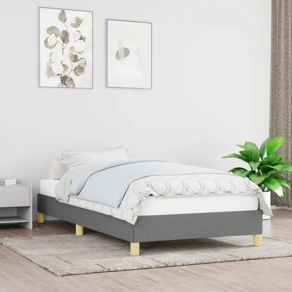 vidaXL - Bed frame zonder matras - Grijs en geel - Stof - 80x200 cm