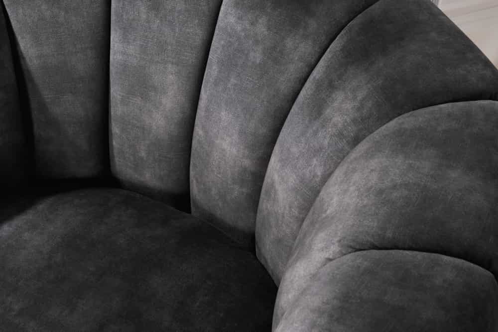 Drehbarer Design Sessel BABYLON dunkelgrau Samt Lounge Cocktailsessel