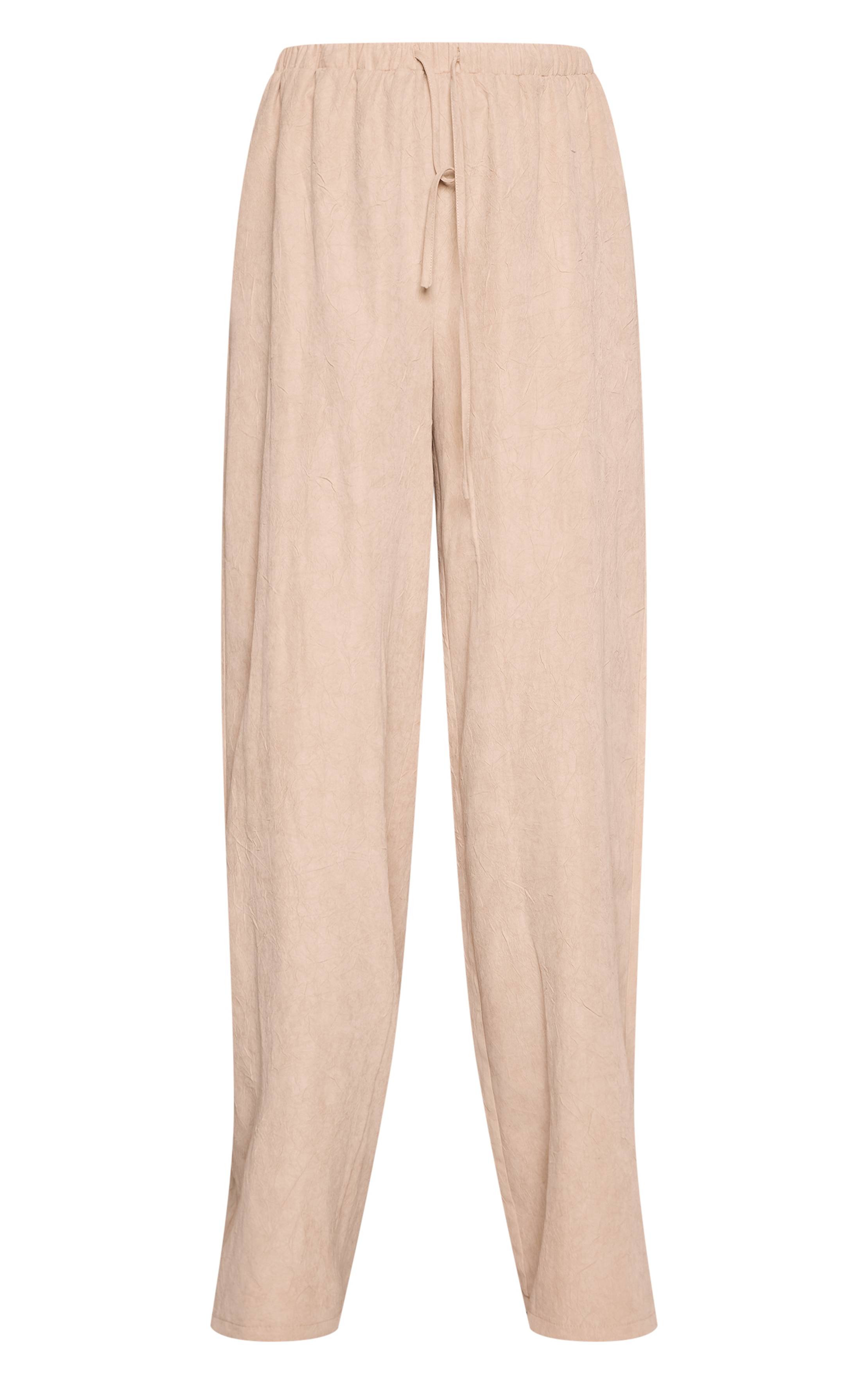 Sable Pantalon Large En Peau De Pêche Froissée Coupe Tall