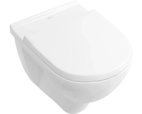Villeroy & Boch wandclosetset O.novo, diepspoeltoilet met rand, glanzend wit met coating, inclusief toiletzitting 5660H1R1