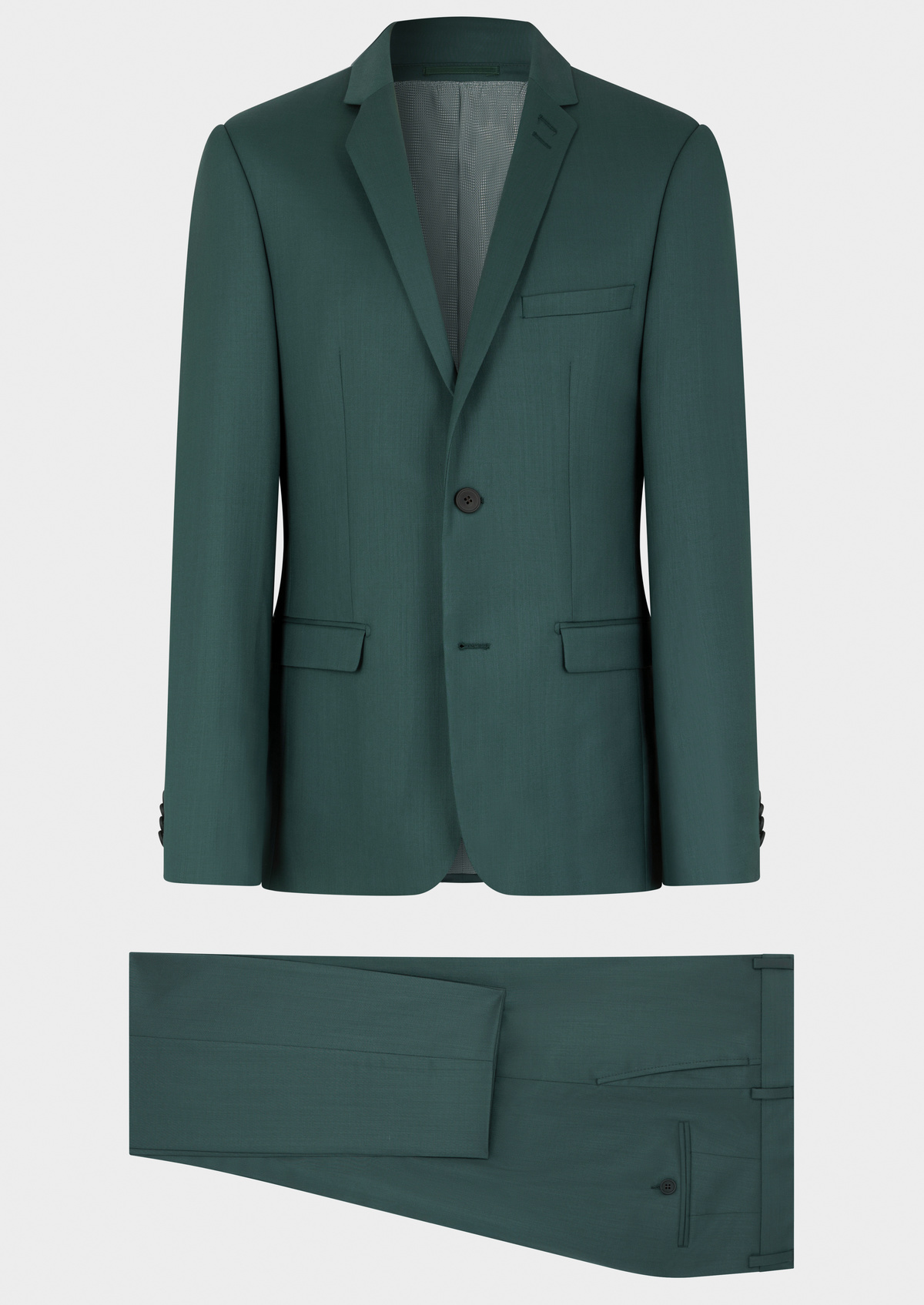 Costume 2 pièces Slim en laine unie vert bouteille