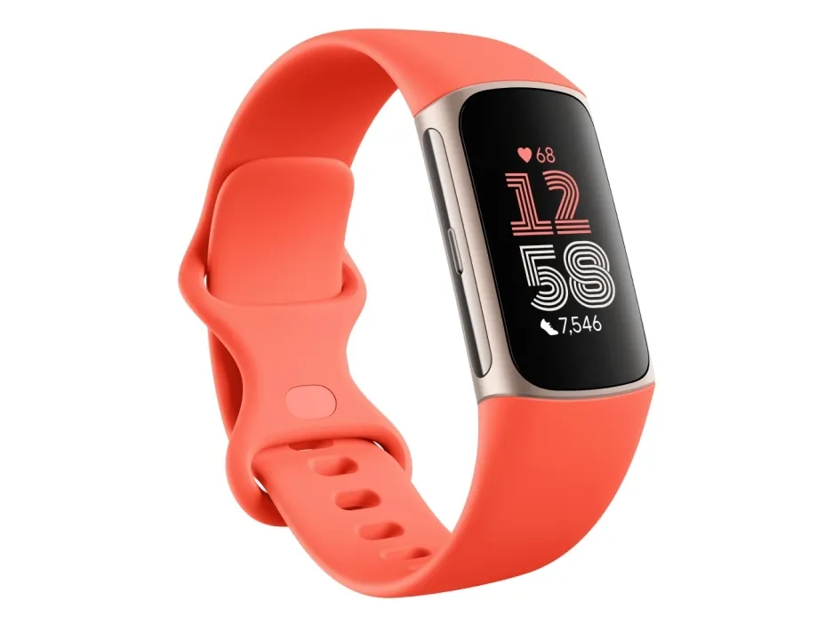 Fitbit Charge 6 - Champagne-guldaluminium - aktivitetssporer med uendelighedsbånd - silikone - koral - Bluetooth, NFC - 37.64 g