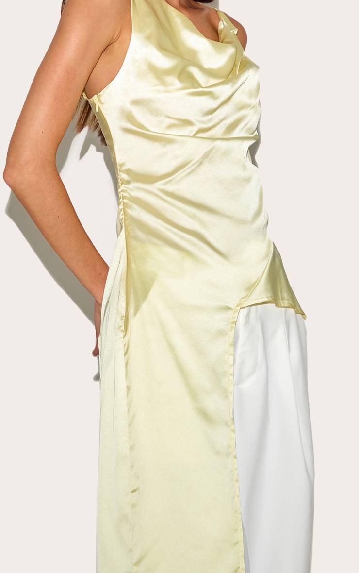 Jaune Haut Asymétrique En Satin