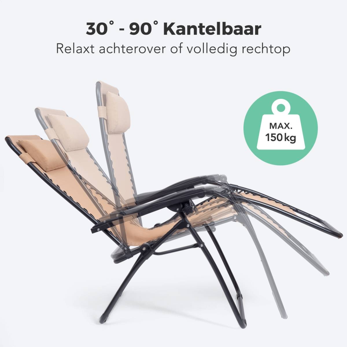 LifeGoods relaxstoel met zijtafel - Beige
