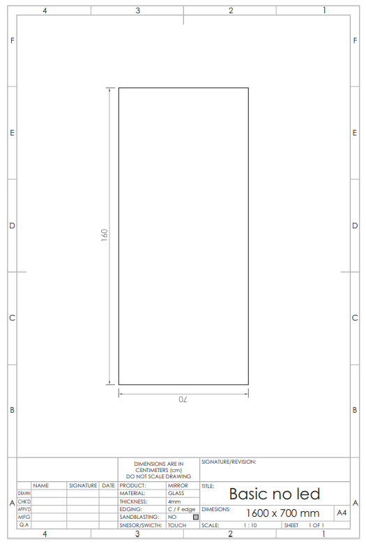 Gliss Design Basic spiegel 160x70cm