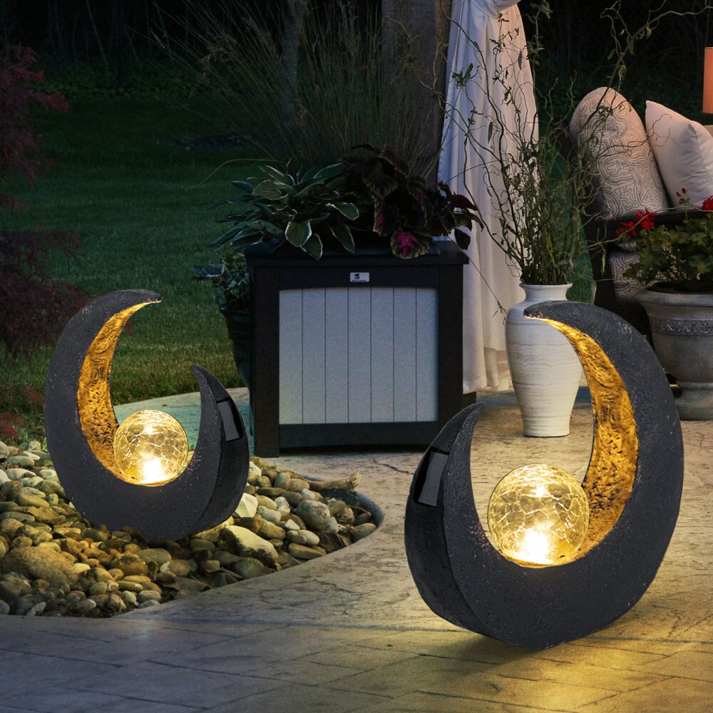LED Mondsichel Solarleuchte mit Glaskugel Höhe 30,5 cm