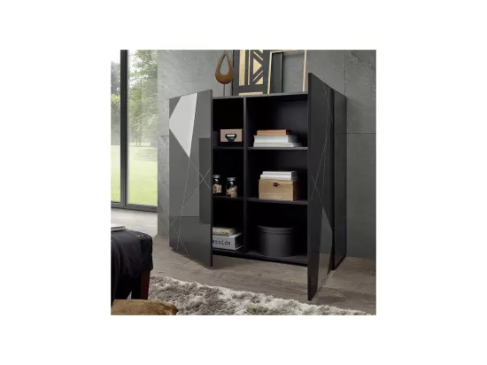 Argentier 2 portes laqué Gris brillant - METRIA