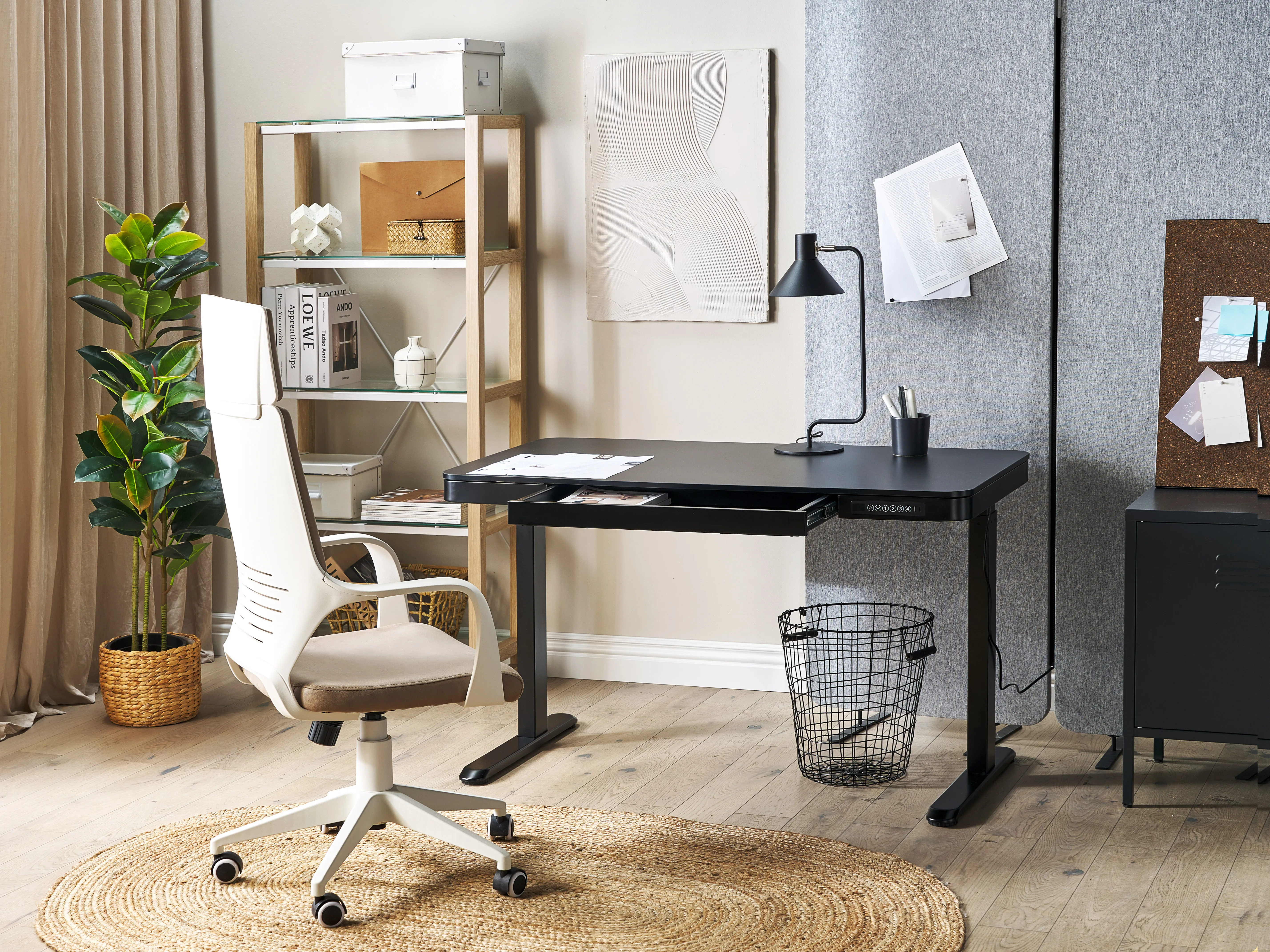 Elektrisch verstelbaar sta-bureau KENLY Zwart 120 cm 60 cm met USB-poort