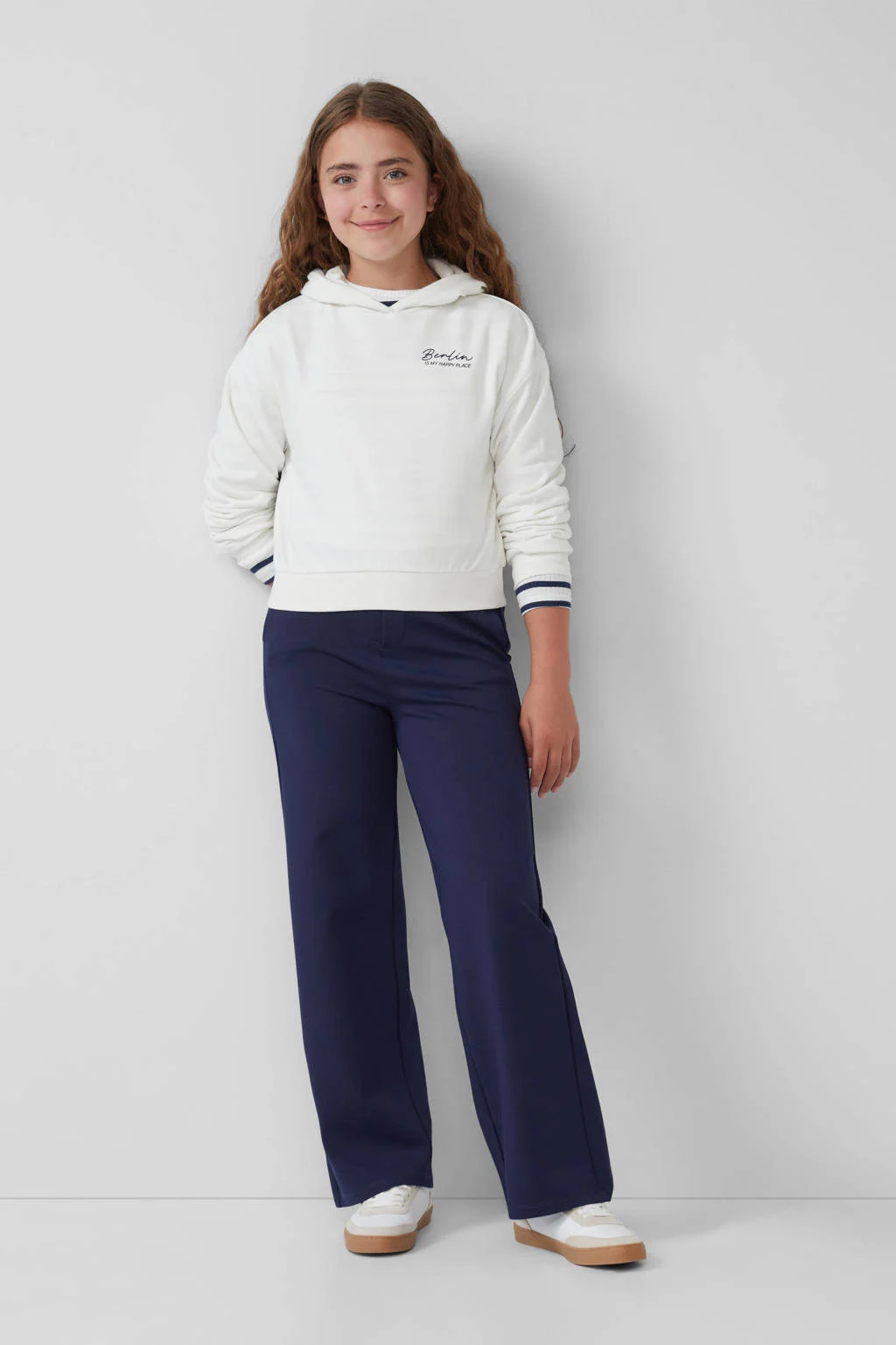 s.Oliver wide leg casual broek donkerblauw