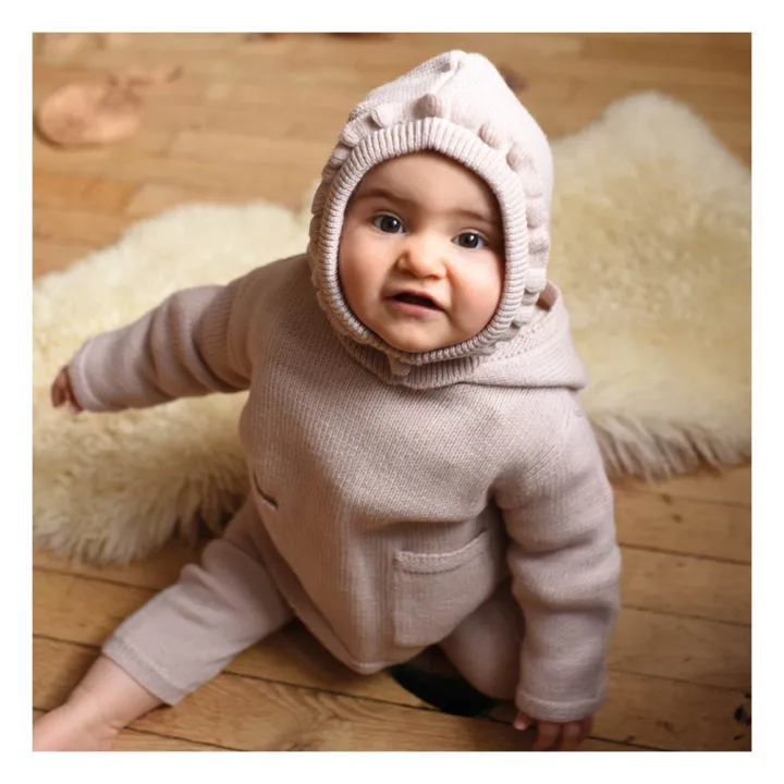 Lililotte Cagoule Laine Tricotée Ambre | Rose pâle