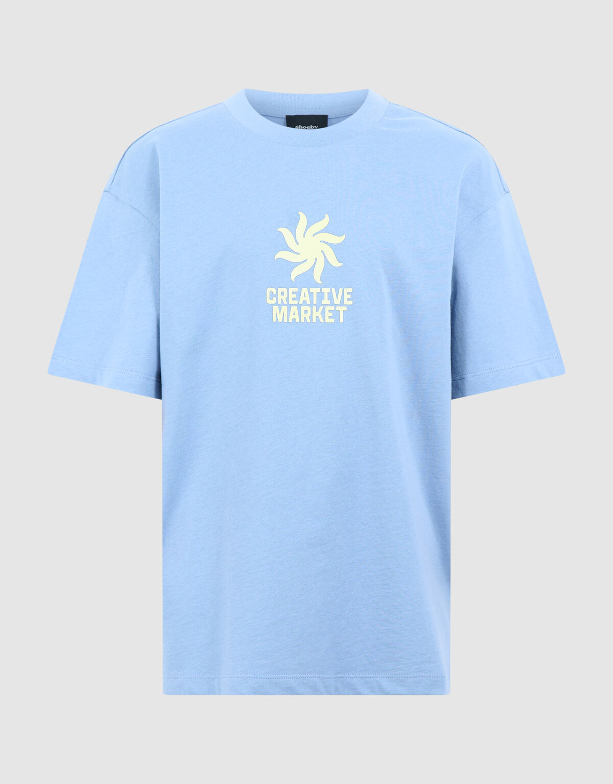 Market Artwork T-shirt Blauw