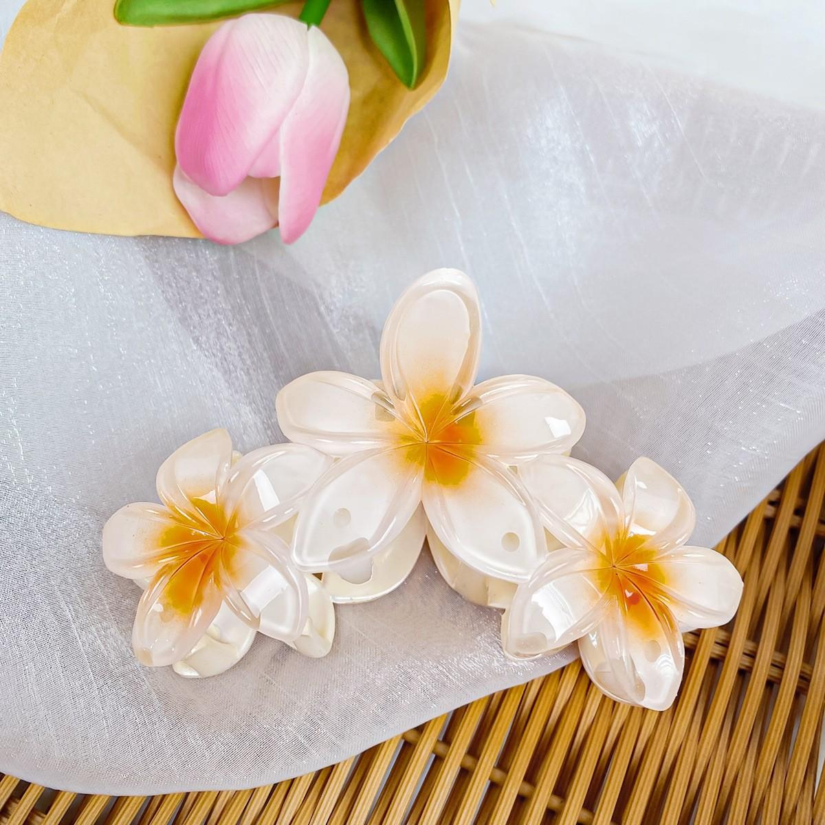 (11cm) Haarspange Klammer Krallen Clip Haar Accessoire Blumen - Weiss