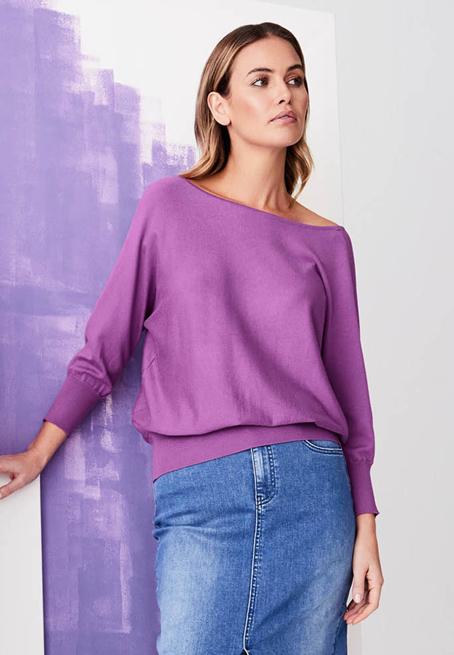 zero| Damen Feinstrickpullover mit V-Ausschnitt