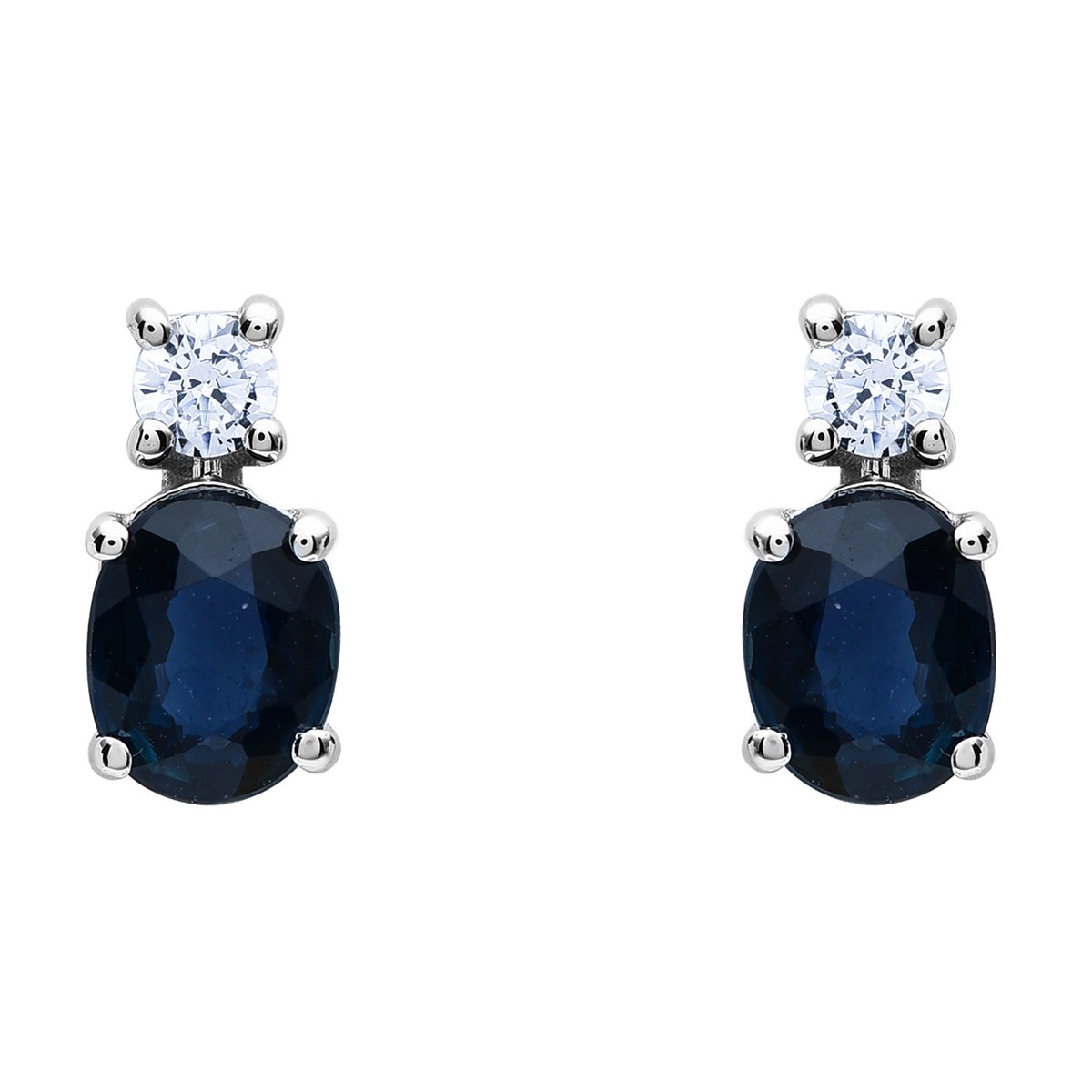 Boucles d'oreilles or blanc saphir oxydes