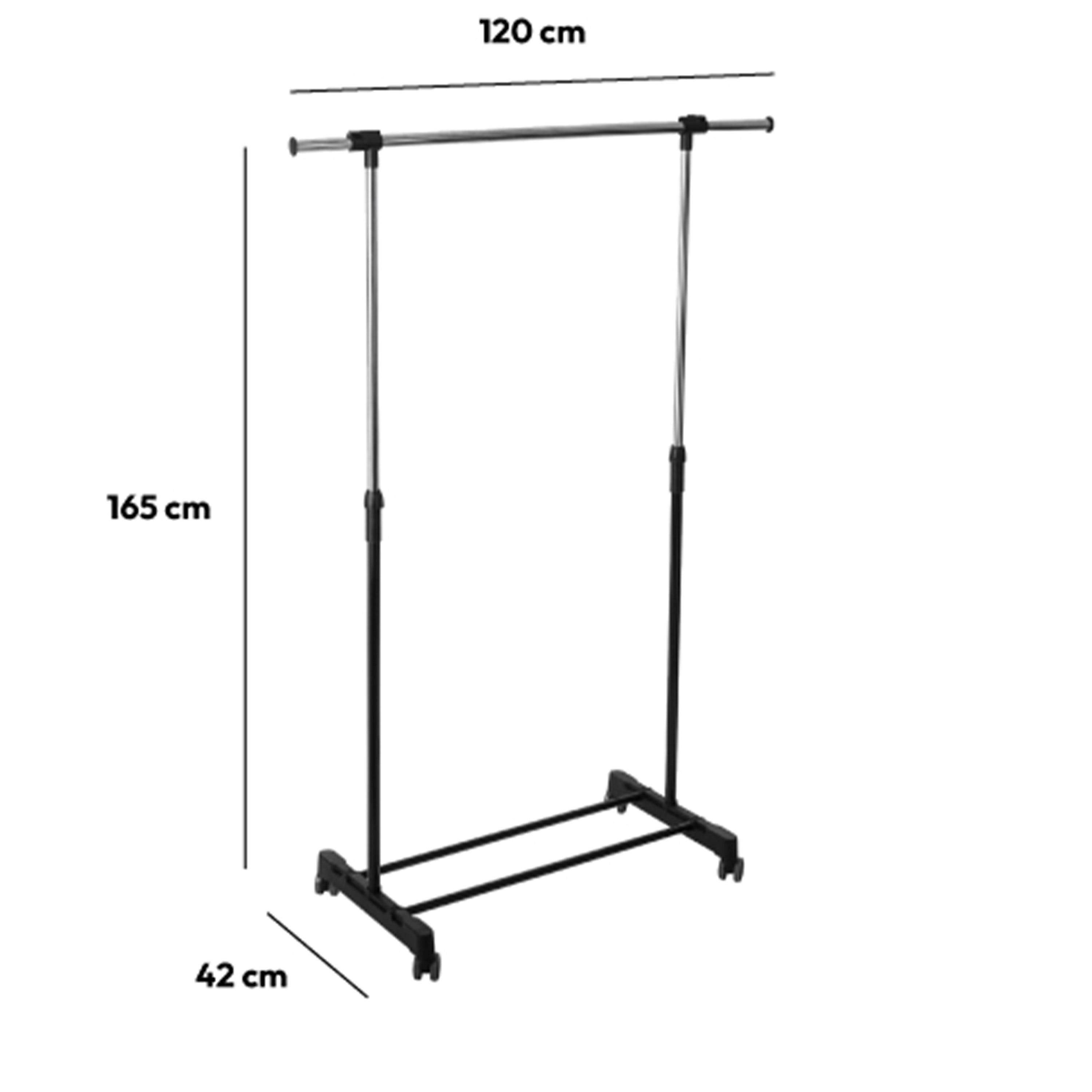 5Five Kledingrek enkele stang - kunststof|metaal - zwart - 120 x 165cm