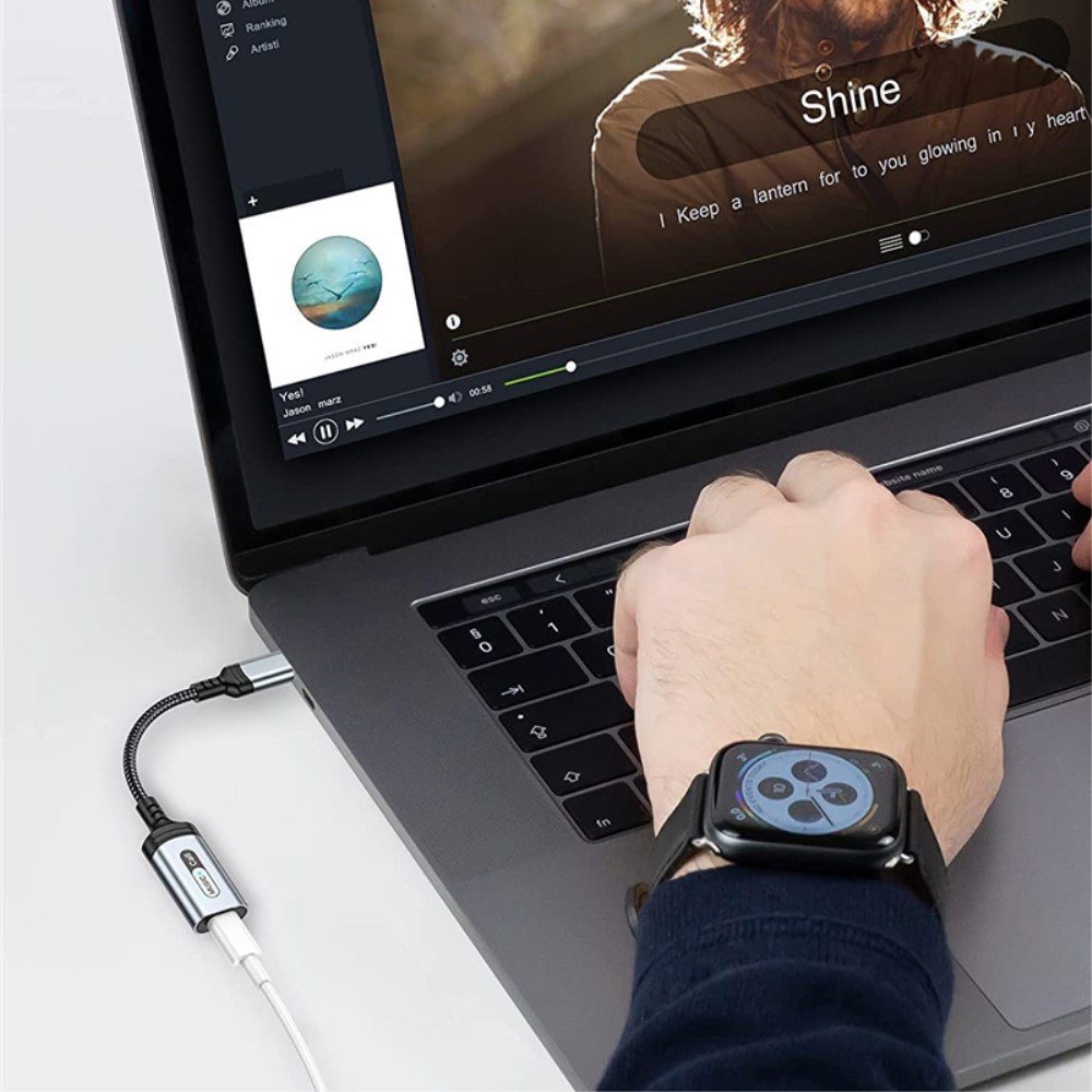 USB C auf Lightning Audio Konverter Adapter - Grau